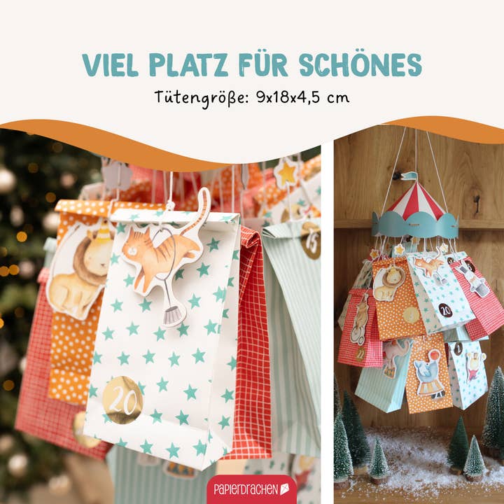 Papierdrachen - Wholesale Advent Calendar - Adv Hanging Mobile Circus - Set 012