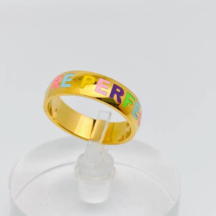 Mio Queena - Wholesale Cocktail/gelegenheidsring - "Fuck You" gekleurde geëmailleerde ring met 18K goudlaag - FGS4