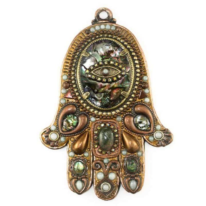 Copper and Abalone Wall Hamsa for wholesale by Michal Golan Jewelry