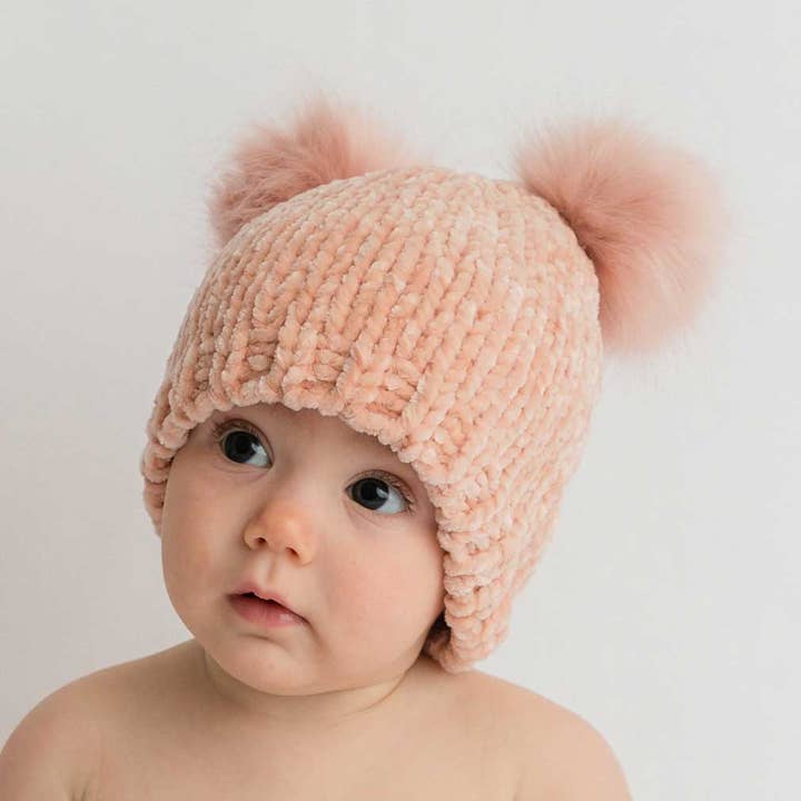 Huggalugs - Wholesale Beanie - Kids - Champagne Chenille Beanie Hat Baby & Kids