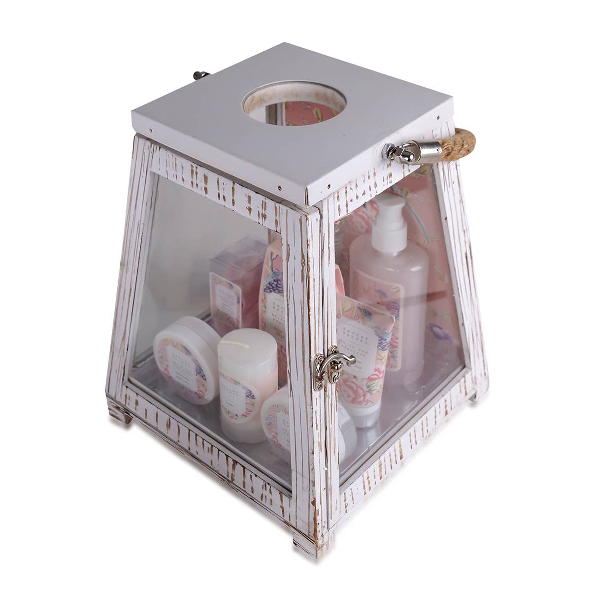 Accentra – Großhandel Bade- & Körperpflege-Set – Geschenkset Secret Garden in Holzlaterne für Frauen1