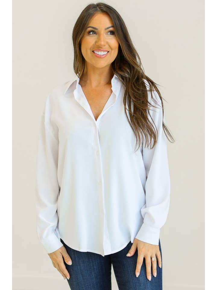 Kathryn Classic Button-Up, White for wholesale on Faire