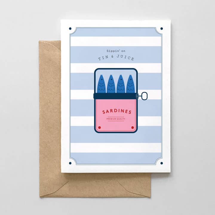 Sorbos de Lata y Jugo - Diseño de Sardina - Tarjeta de Felicitación para venta al por mayor de Spaghetti & Meatballs