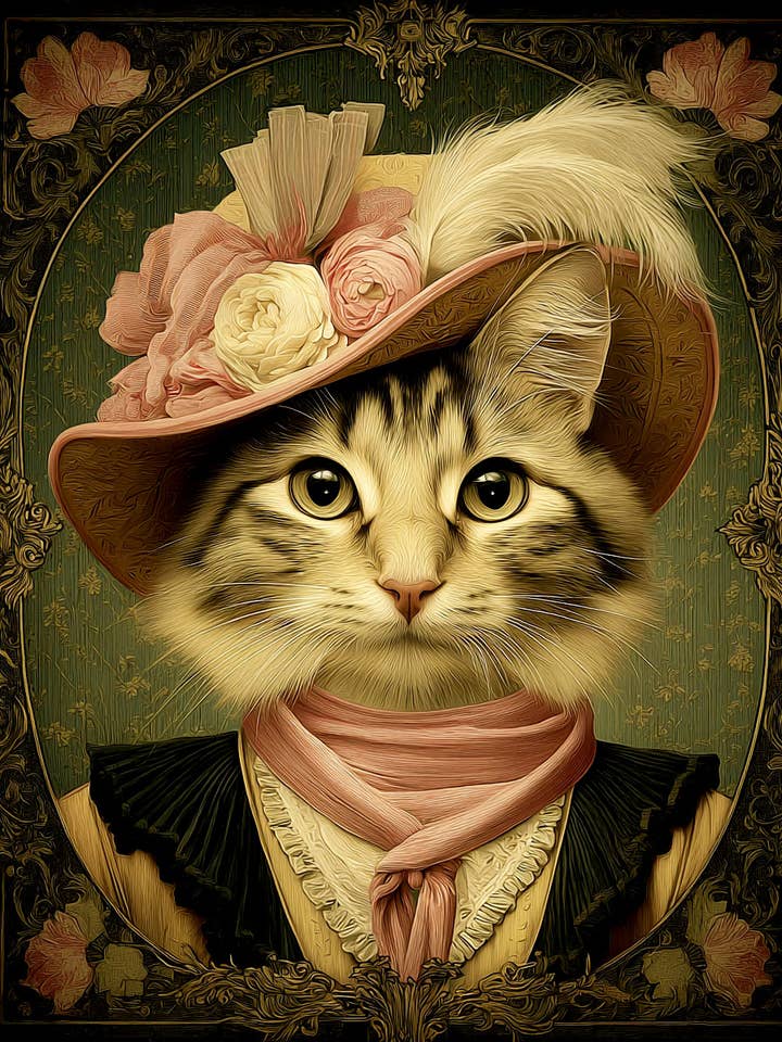 Miss Molly Kitty Kat Western Art Print - 8"x10" Artwork for wholesale by Mowbi