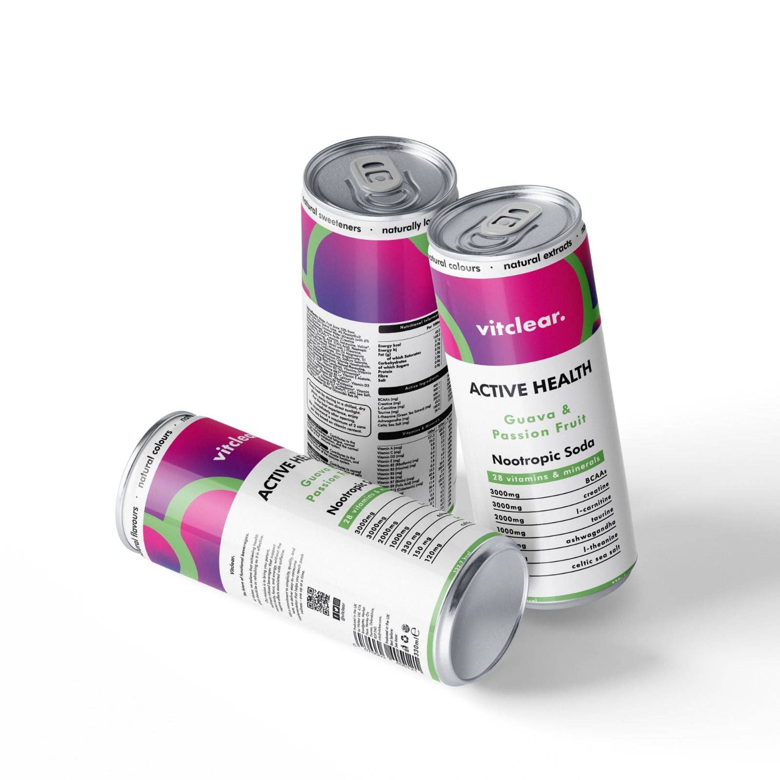 VitClear – wholesale Soda/carbonated drink – Active Health Nootropic Soda (Guava & Passionfruit) VitClear1