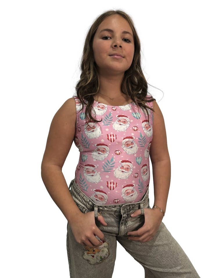 Foxy's Leotards - Wholesale Leotard - Kids - Pink Sweet Santa Christmas Leotard0