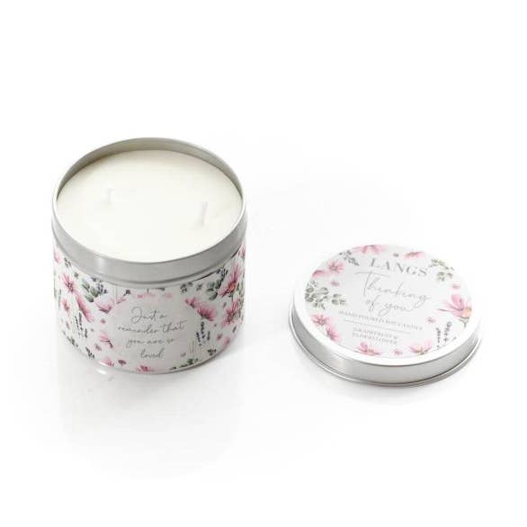 Hand Poured Soy Candle Grapefruit and Elderflower Fragrance Thinking of You Tin+
for wholesale by Langs