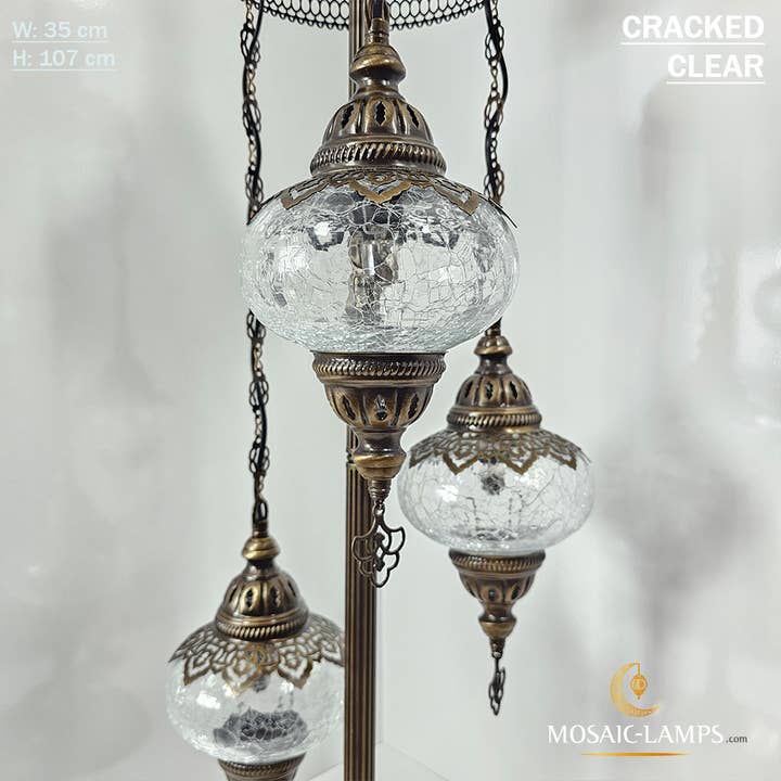Mosaic Lamps – wholesale Golvlampa – 3-Globe Ottomansk Turkisk Crackle Glass Golvlampa3