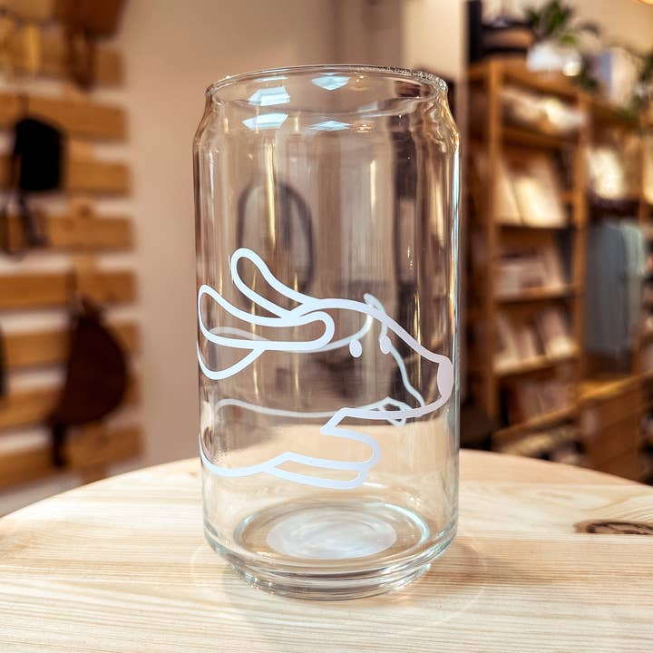 Canette en verre avec impression « Teckel » pour la vente par cool people club
