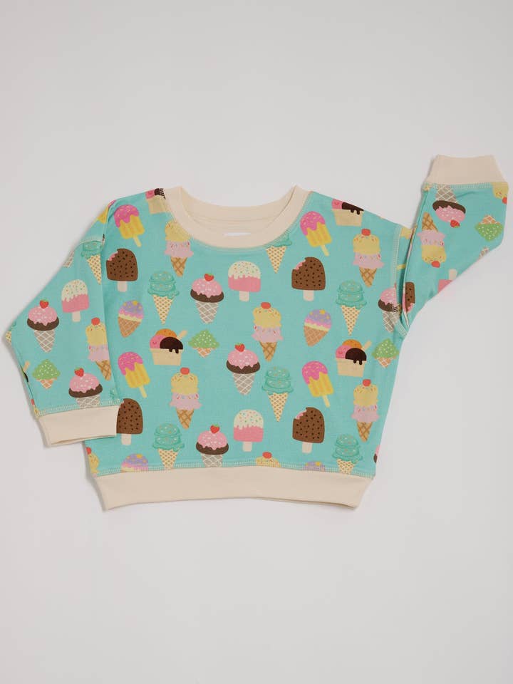 Ice Cream Sundays Ecru Reversible Sweatshirt for wholesale by Playtime Prints