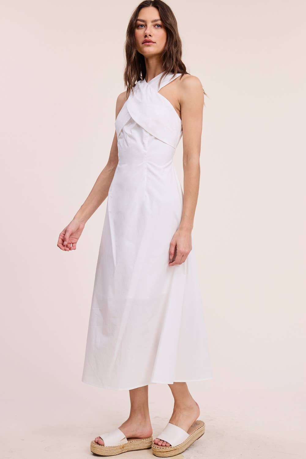 Ultramarine - Wholesale Dress - Women's - Halter Neck Solid Midi Dress12