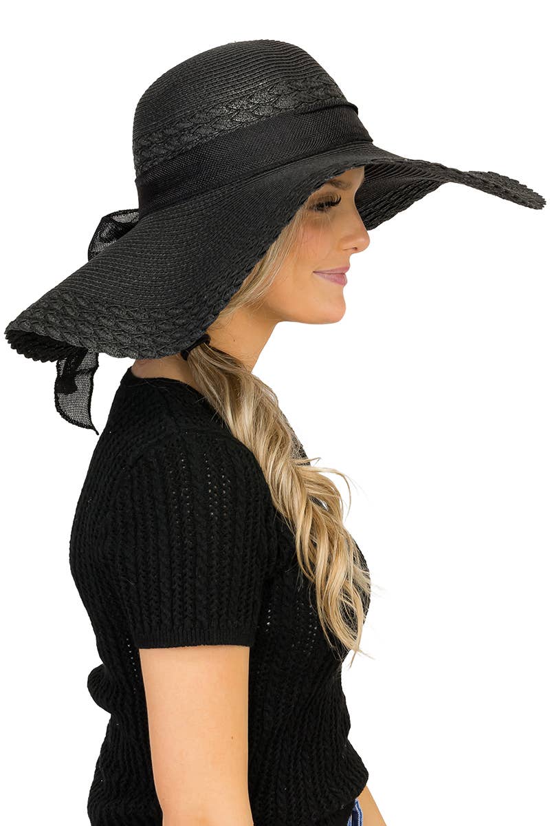 Cap Zone – Engroshandel Stråhat – til kvinder – Kammusling Hem Jute Chiffon bue papir halm Floppy solhat8