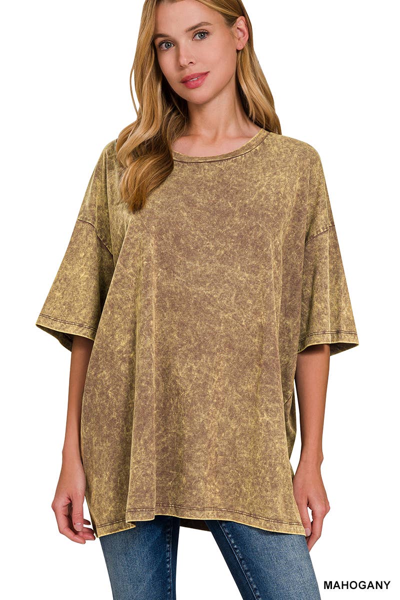 42POPS - Wholesale Knit Top - Women's - `.Acid Wash Cotton Oversized Tee4