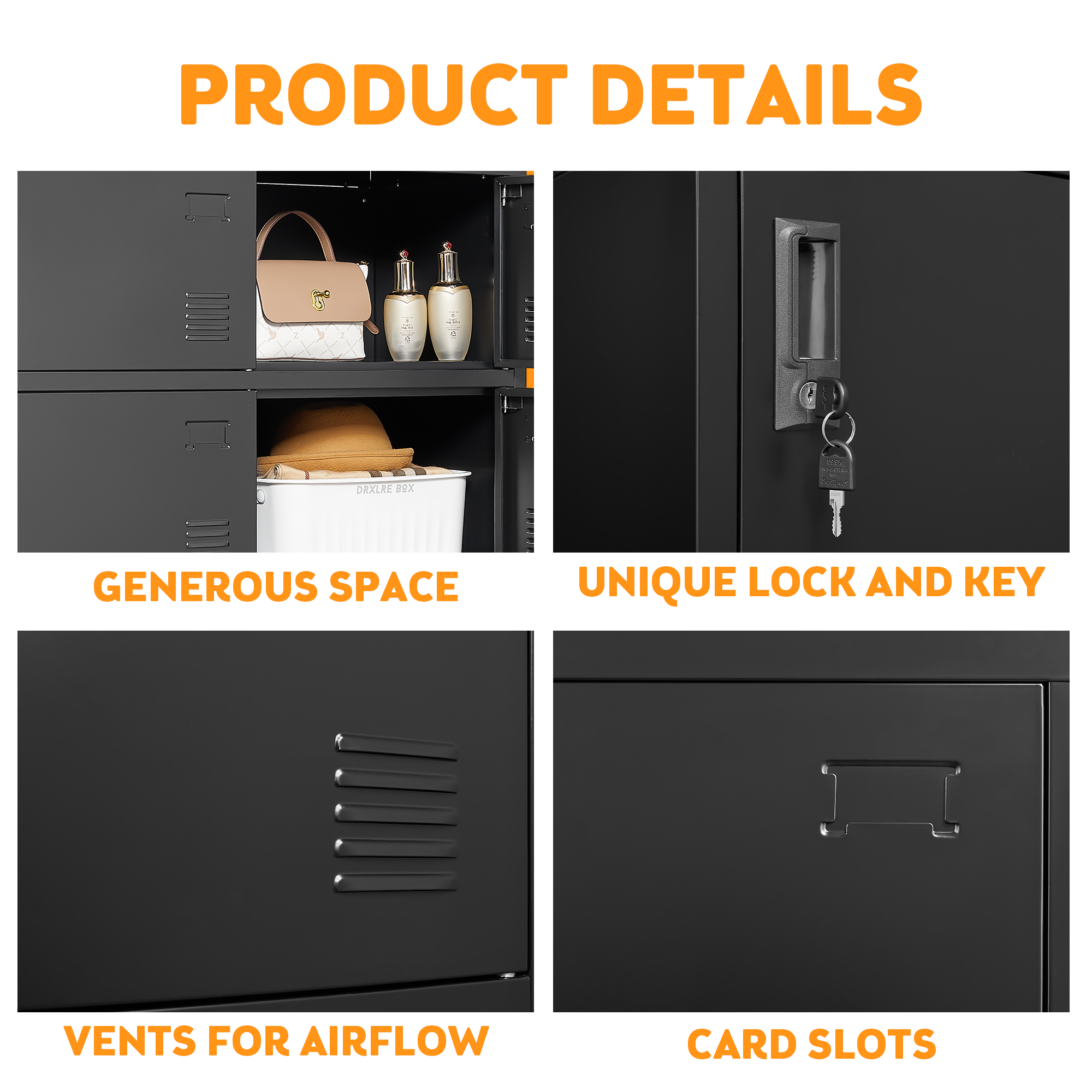 39F Inc. - Wholesale Cabinet - 6-Door Black Metal Storage Locker with Lock & Card Slot4