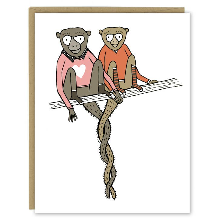 Monkey Love Greeting Card for wholesale by Sloe Gin Fizz