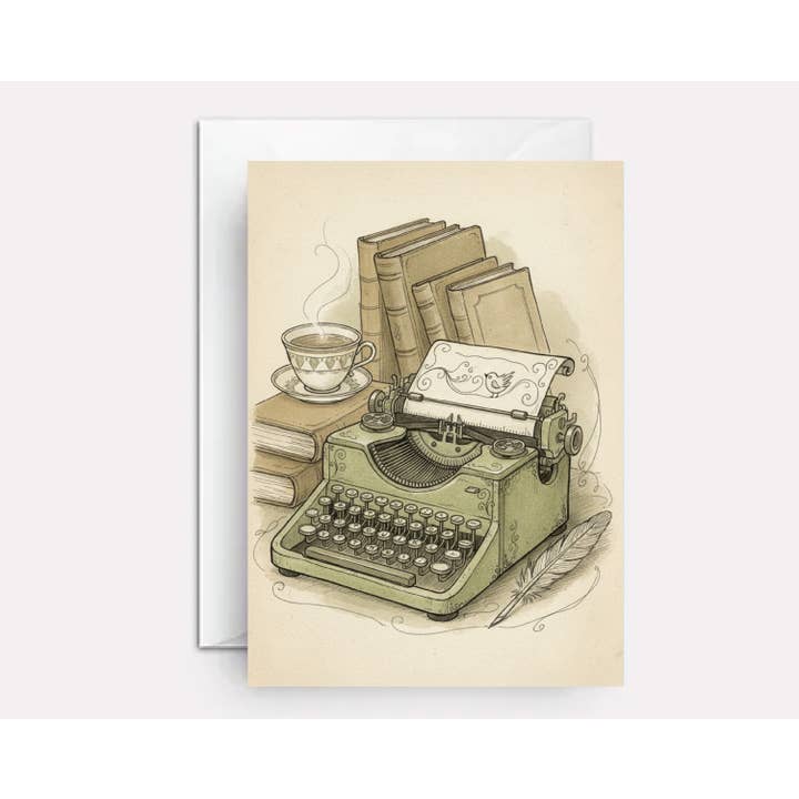 Typewriter birthday card for wholesale by Paper Bound Greetings