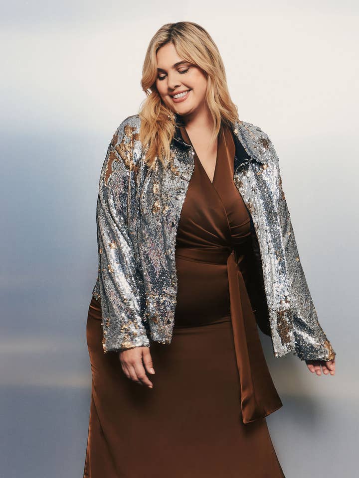 Sequin Bomber Jacket for wholesale by Hilary MacMillan