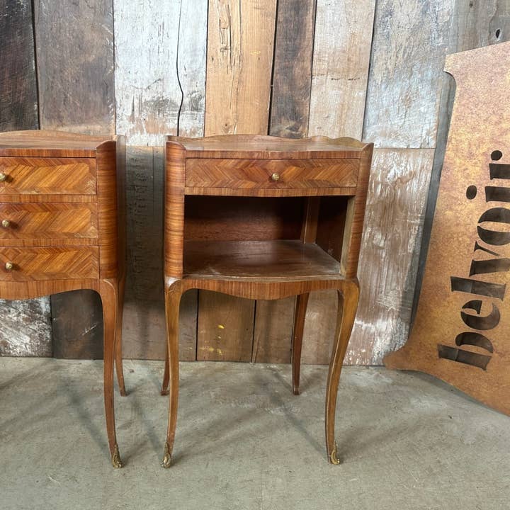 Antique Pair French Walnut Kingwood Bedside Tables, C1870 for wholesale by belvoir