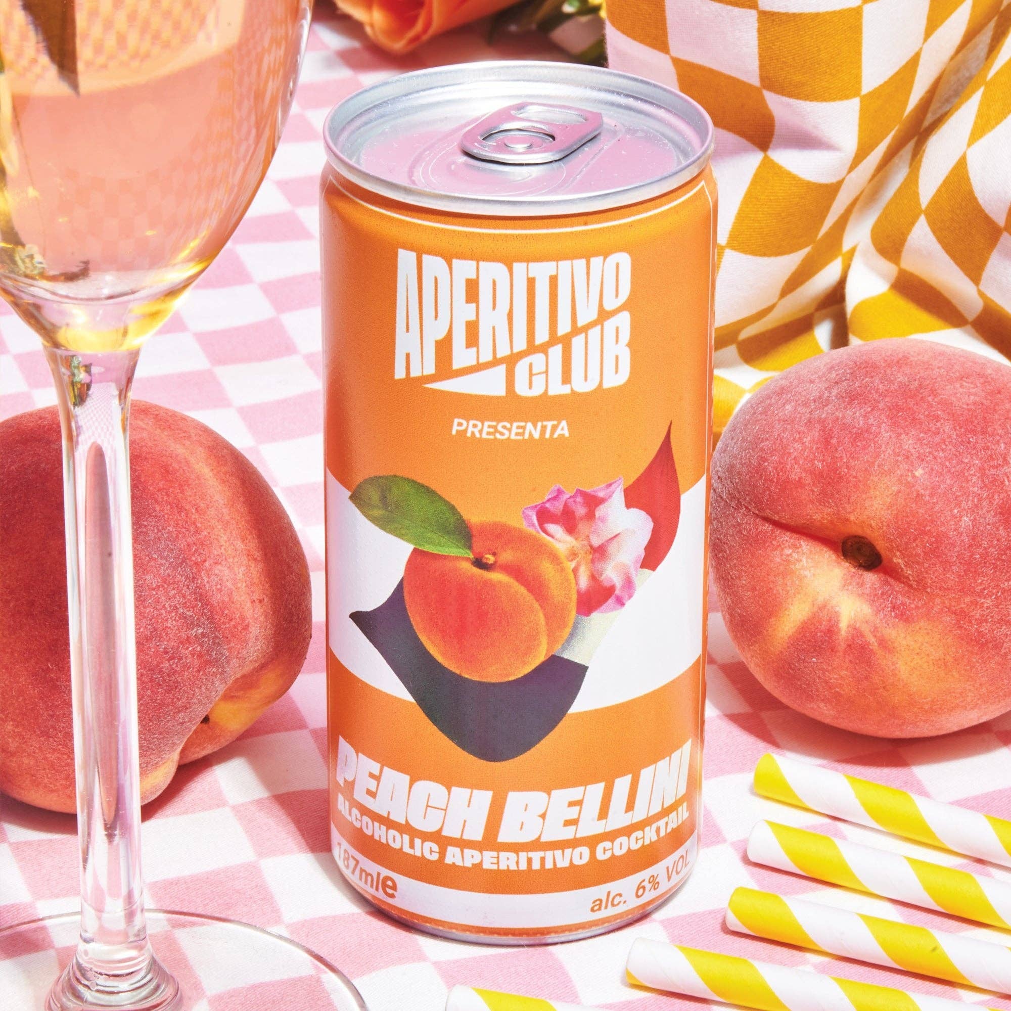 Aperitivo Club - Venta al por mayor Preparado/sirope para cóctel - PEACH BELLINI | Cóctel italiano spritz listo para beber | 6 % vol1