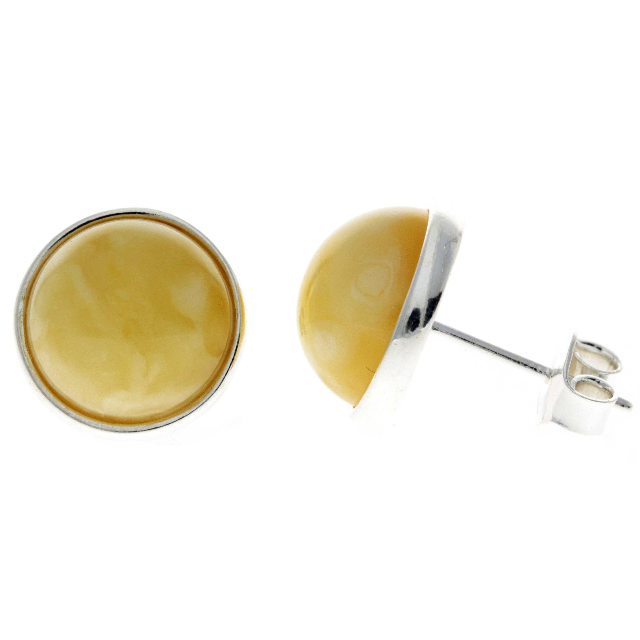 SilverAmber Jewellery - Wholesale Stud/Post Earrings - 925 Sterling Silver & Genuine Baltic Amber Classic Round Studs Earrings various sizes - GL18917