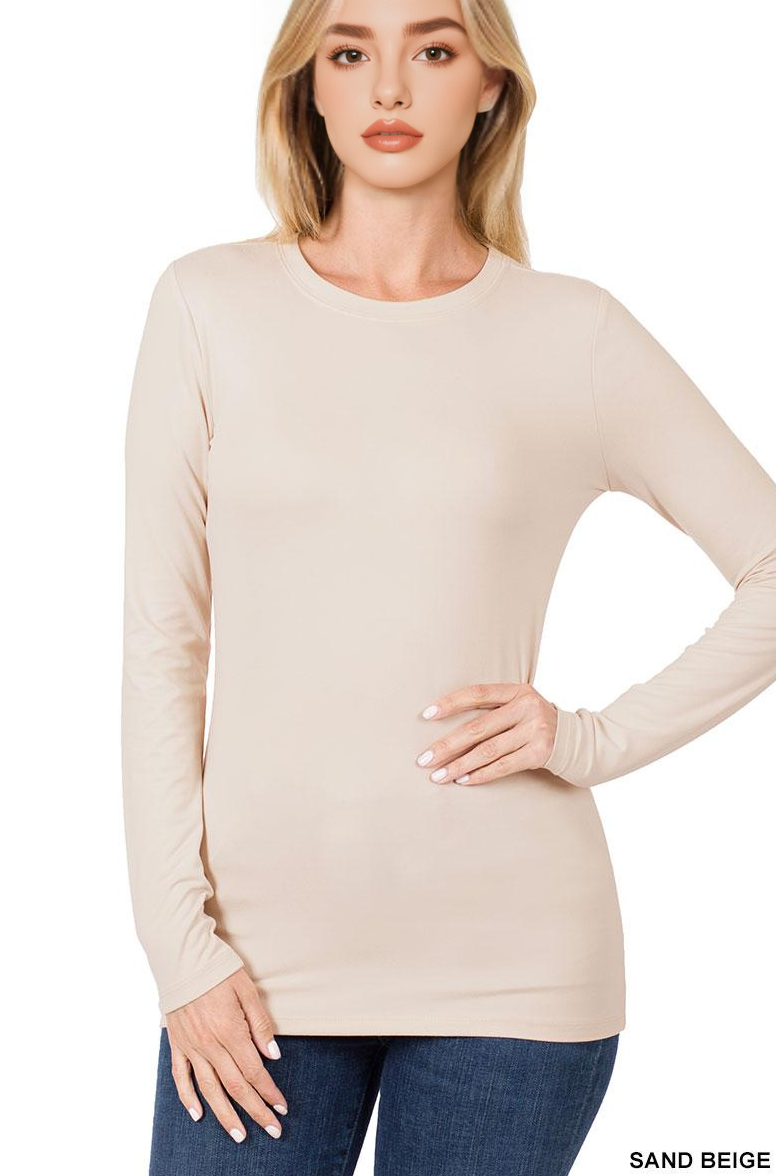 42POPS - Wholesale Knit Top - Women's - ,.0731 Microfiber Long Sleeve Tee SI-249053