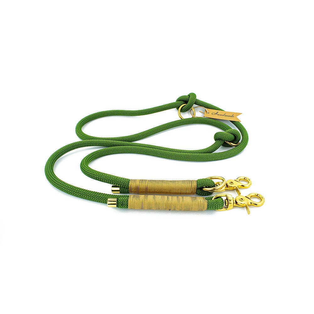 greenery Dog leash Tierluxe Tau Rope Green and Gold for wholesale on Faire