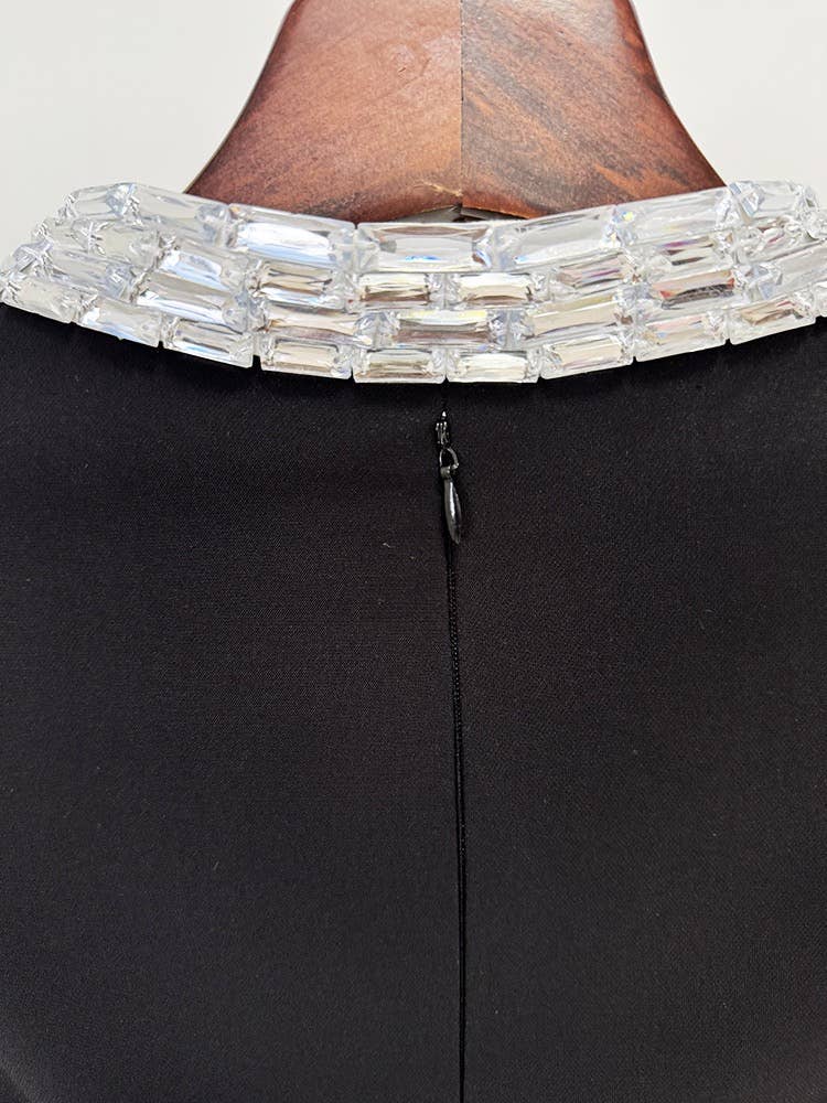 Black DR551Y Hand-Beaded Floral Embroidered Bustier Long Dress for wholesale on Faire7