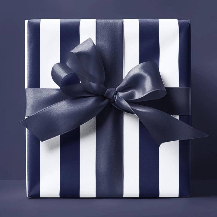 Navy Striped Wrapping Paper Made To Order for wholesale by SB Paperie