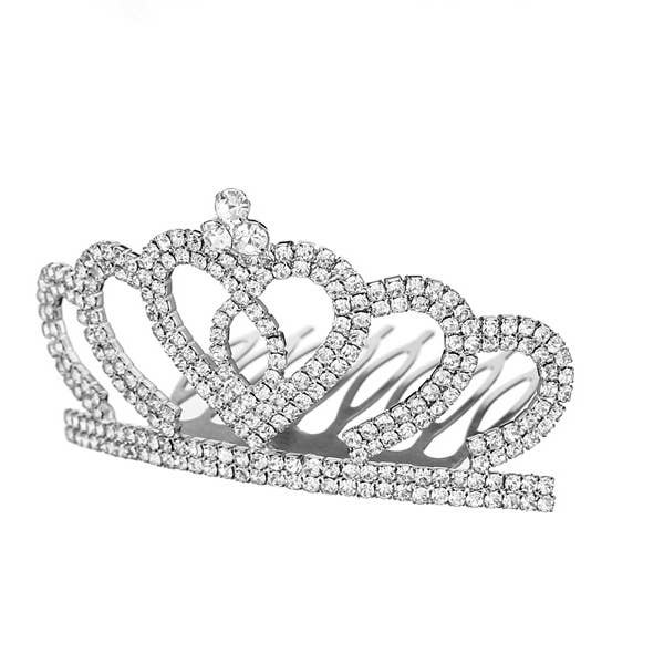 Accesorio de pelo con forma de corona y tiara con diamantes de imitación para mujer para venta al por mayor de Nima Accessories Inc