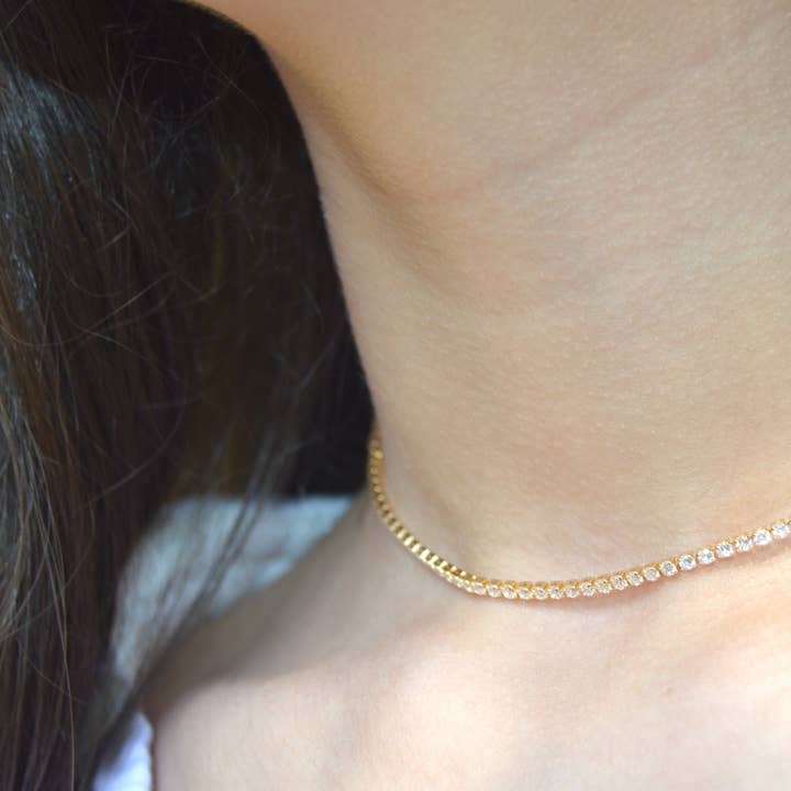 Dainty Tennis Necklace for wholesale by Graceful Jewels co.