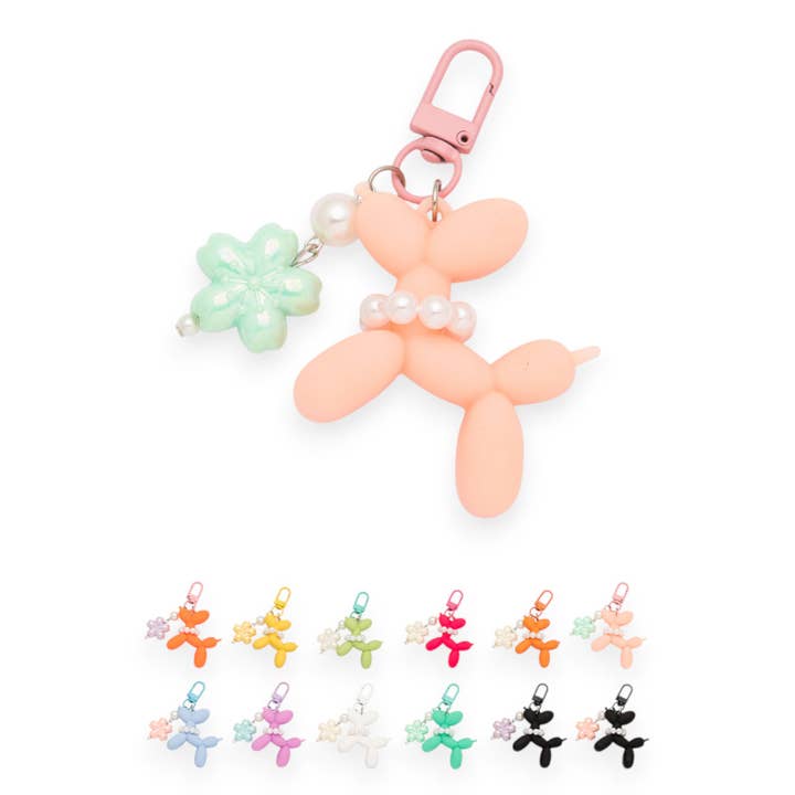 Pastel Balloon Dog Bag Charm Set for wholesale by LA Jewelry Plaza