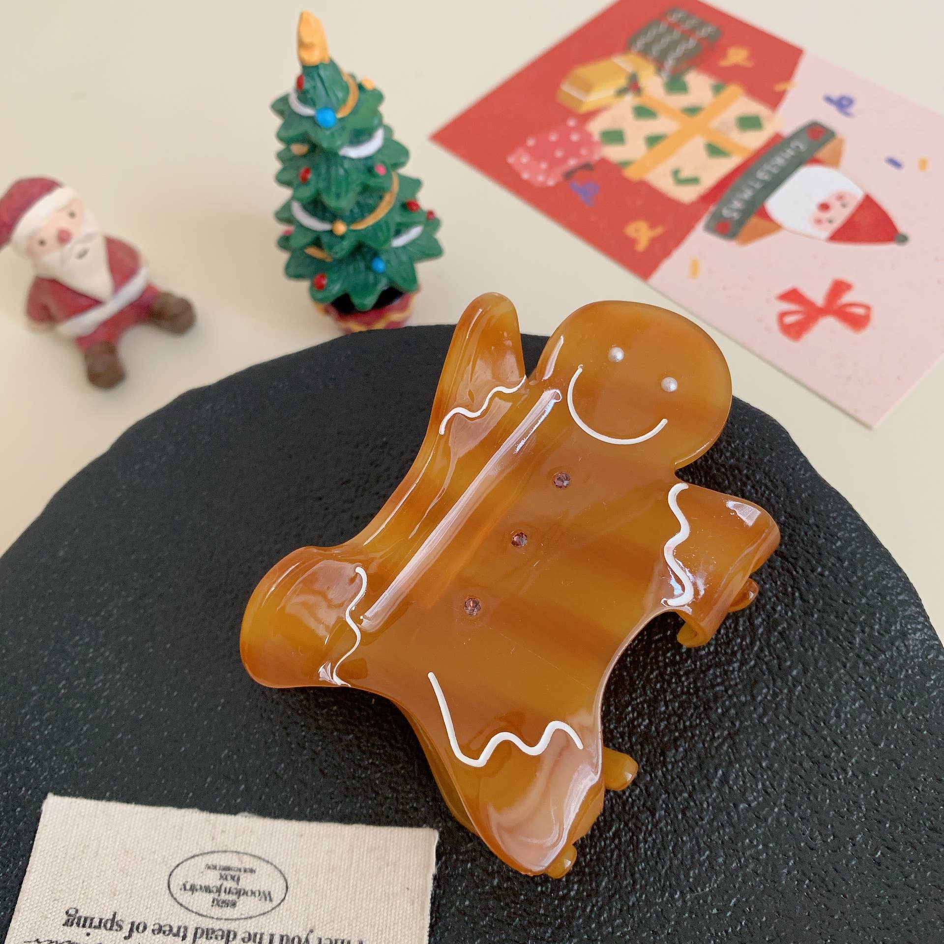 GingerbreadMan Christmas Gingerbread Man Acetate Hair Claw Accessory for wholesale on Faire1