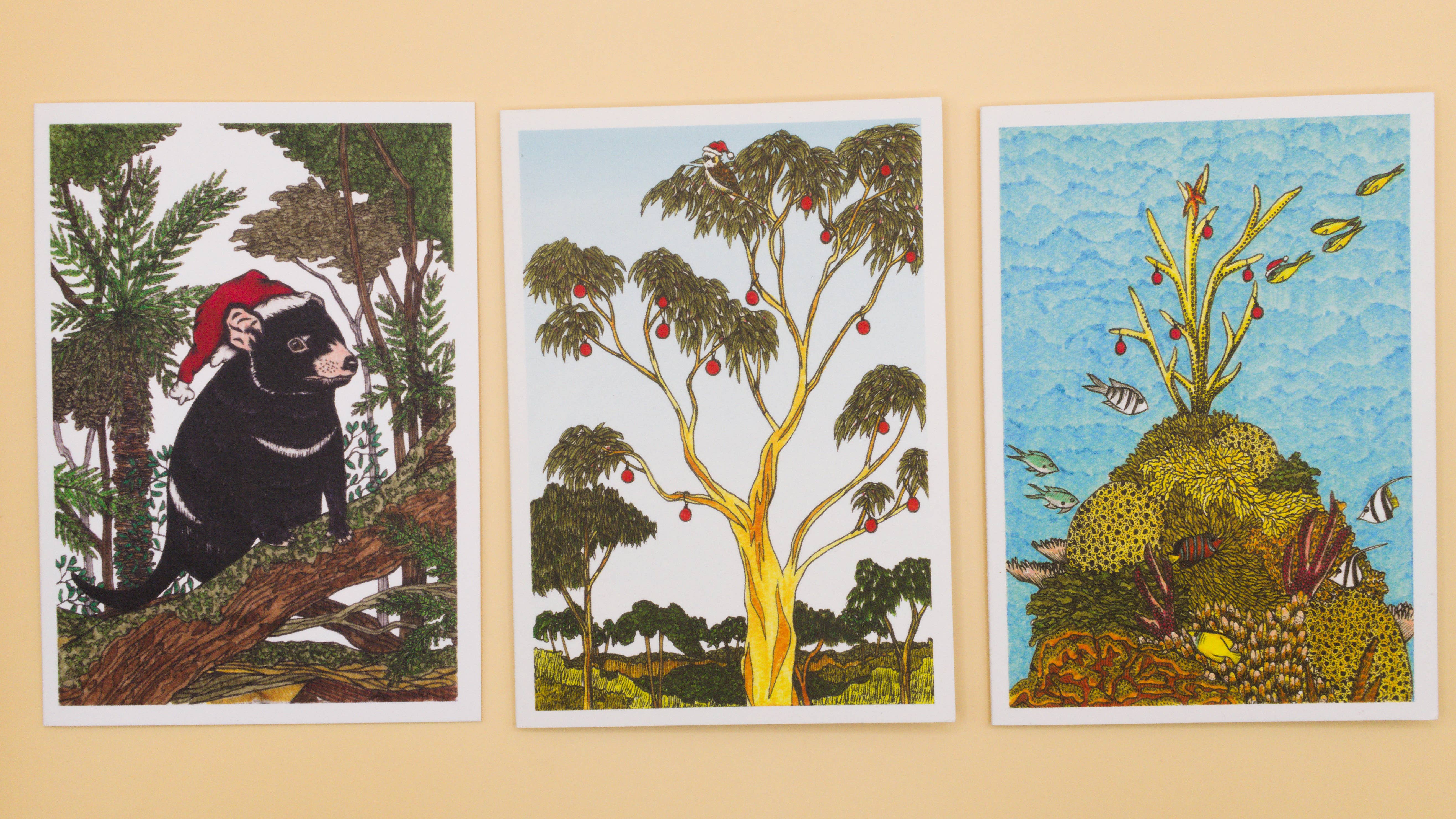 Sunshine Sea Art – Engroshandel Julekort – Julesamling Sæt med 6 Australske Julekort3