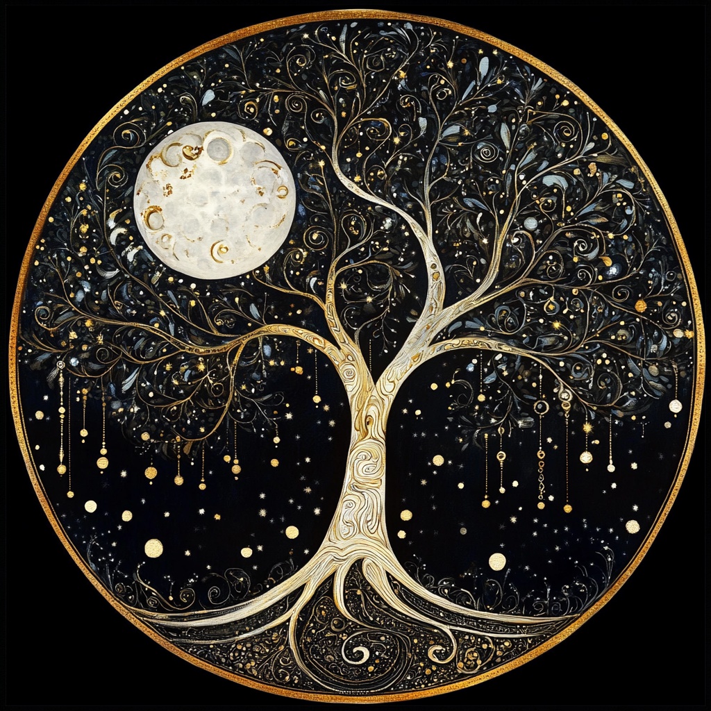 Bodhi Leaf Market - Wholesale Wall Accent - Mystical Moon Tree Tambourine and Ribbon Wall Accent2