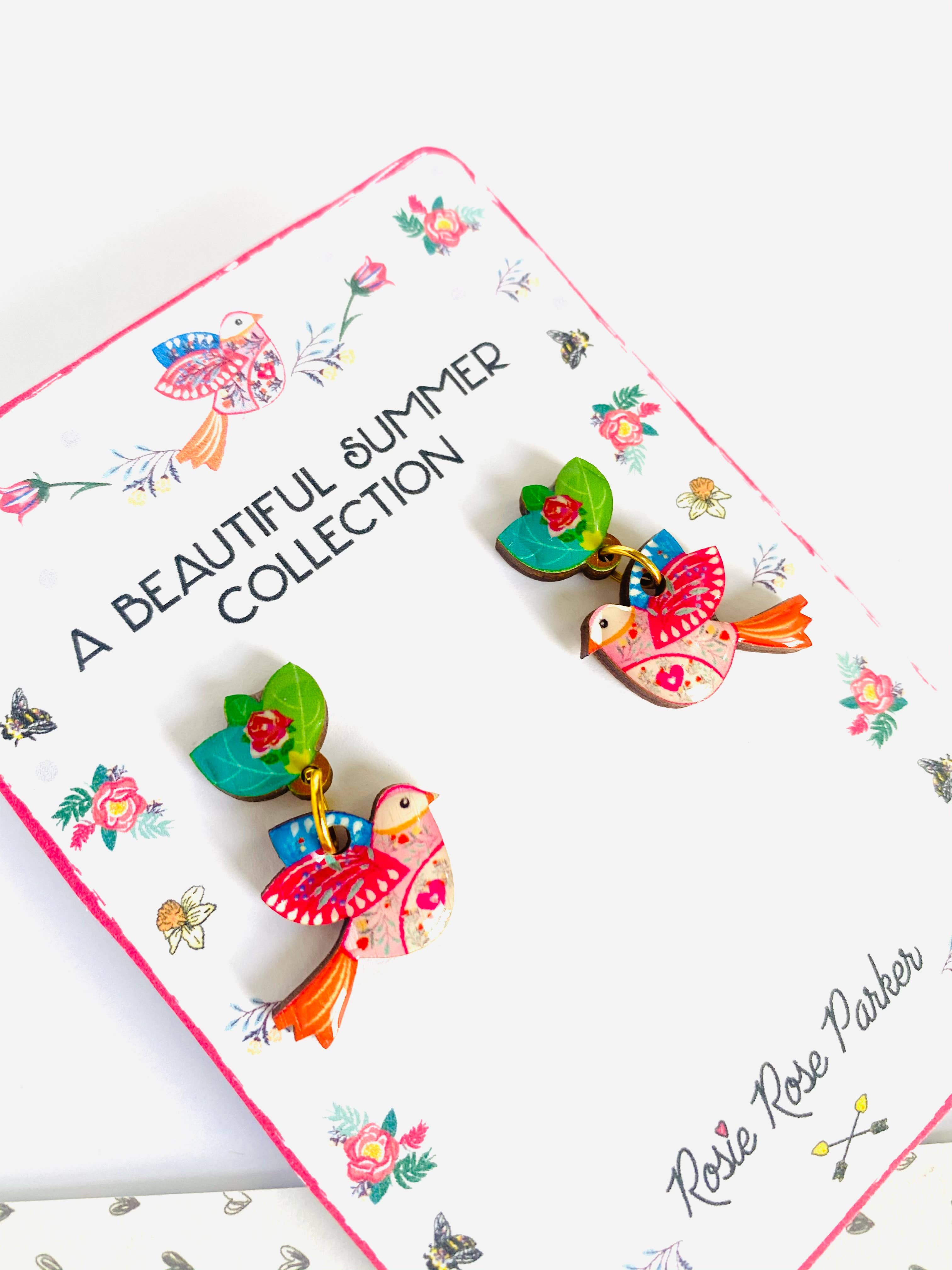 Rosie Rose Parker – wholesale Dangle earrings – love bird statement earrings nature earrings uk jewellery 5