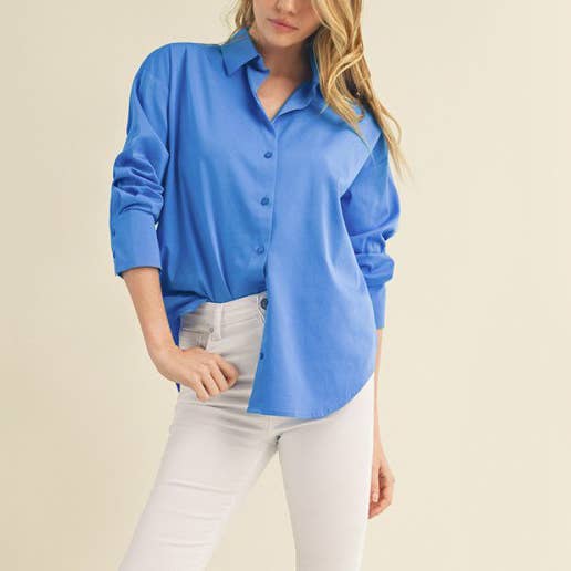 FREEZIA - Wholesale Button Down Shirt - Women's - 4th of july BUTTON DOWN COLLAR WHITE SHIRT-F7491813