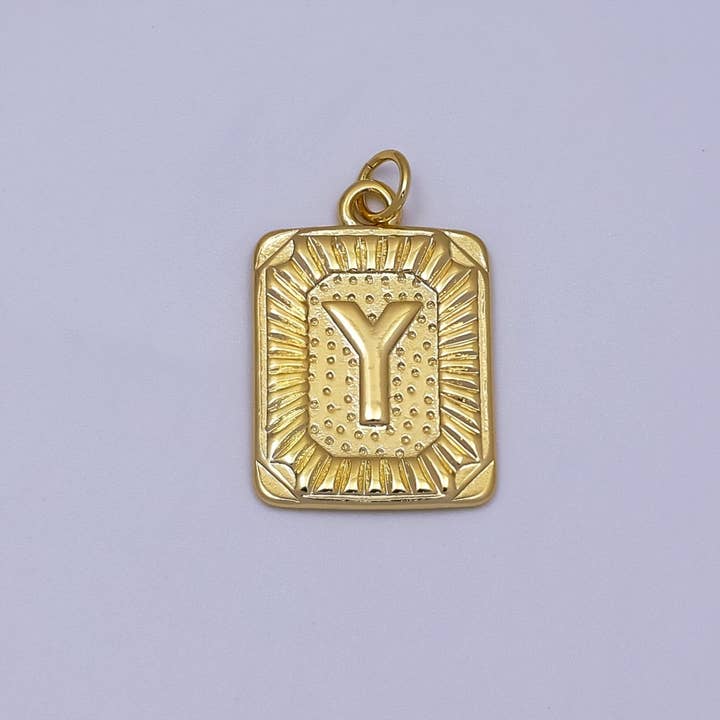 Aim Eternal - Wholesale Individual Charm/Pendant - 24k Gold Filled Initial Tag Letter Charm A - Z Alphabet Letter Tile Charm Pendant Personalized Charm for Designer Inspired Necklace Jewelry Making A716~A72824