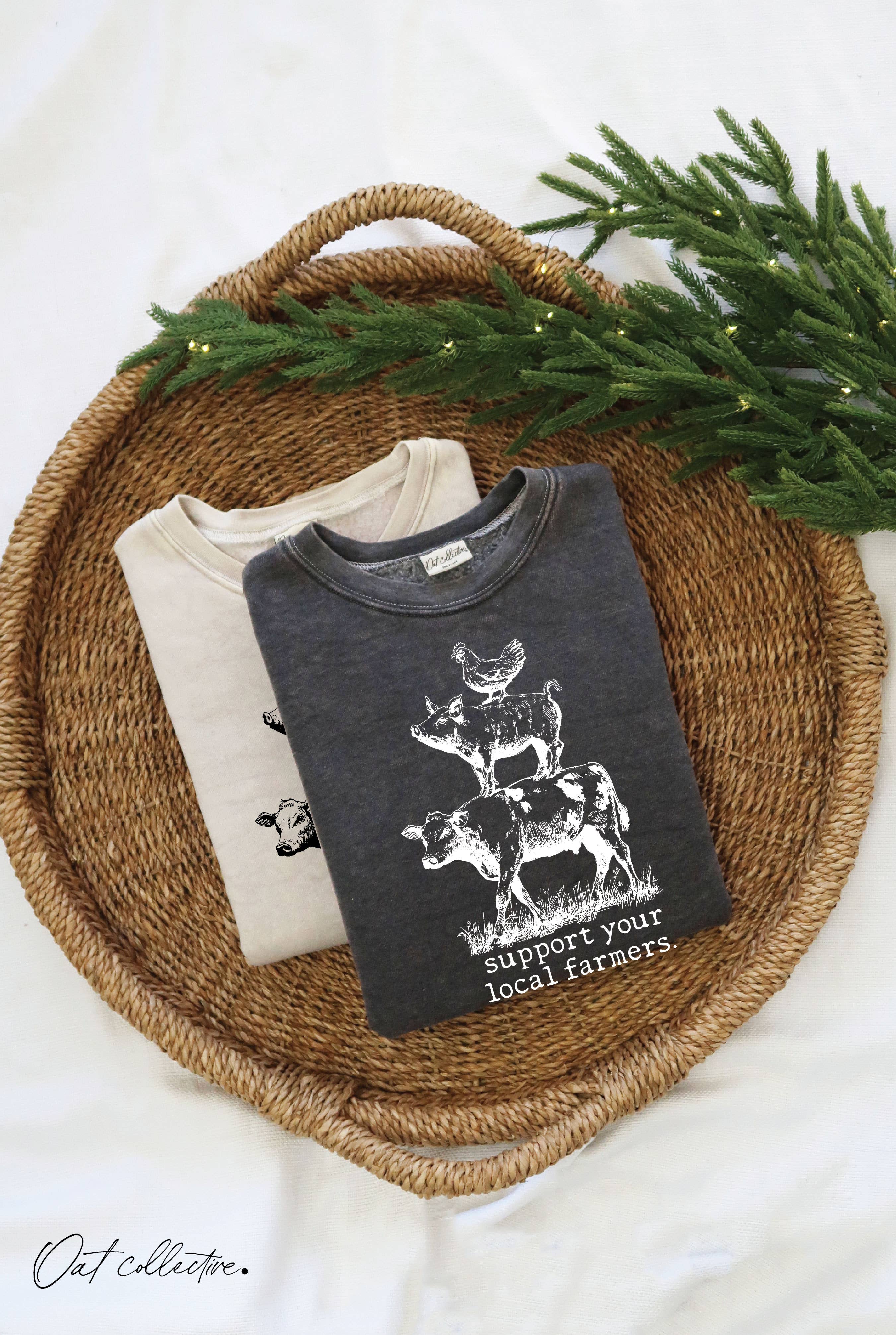 OAT COLLECTIVE - Wholesale Graphic Sweatshirt - Women's - SUPPORT YOUR LOCAL FARMERS Mineral Graphic Sweatshirt12