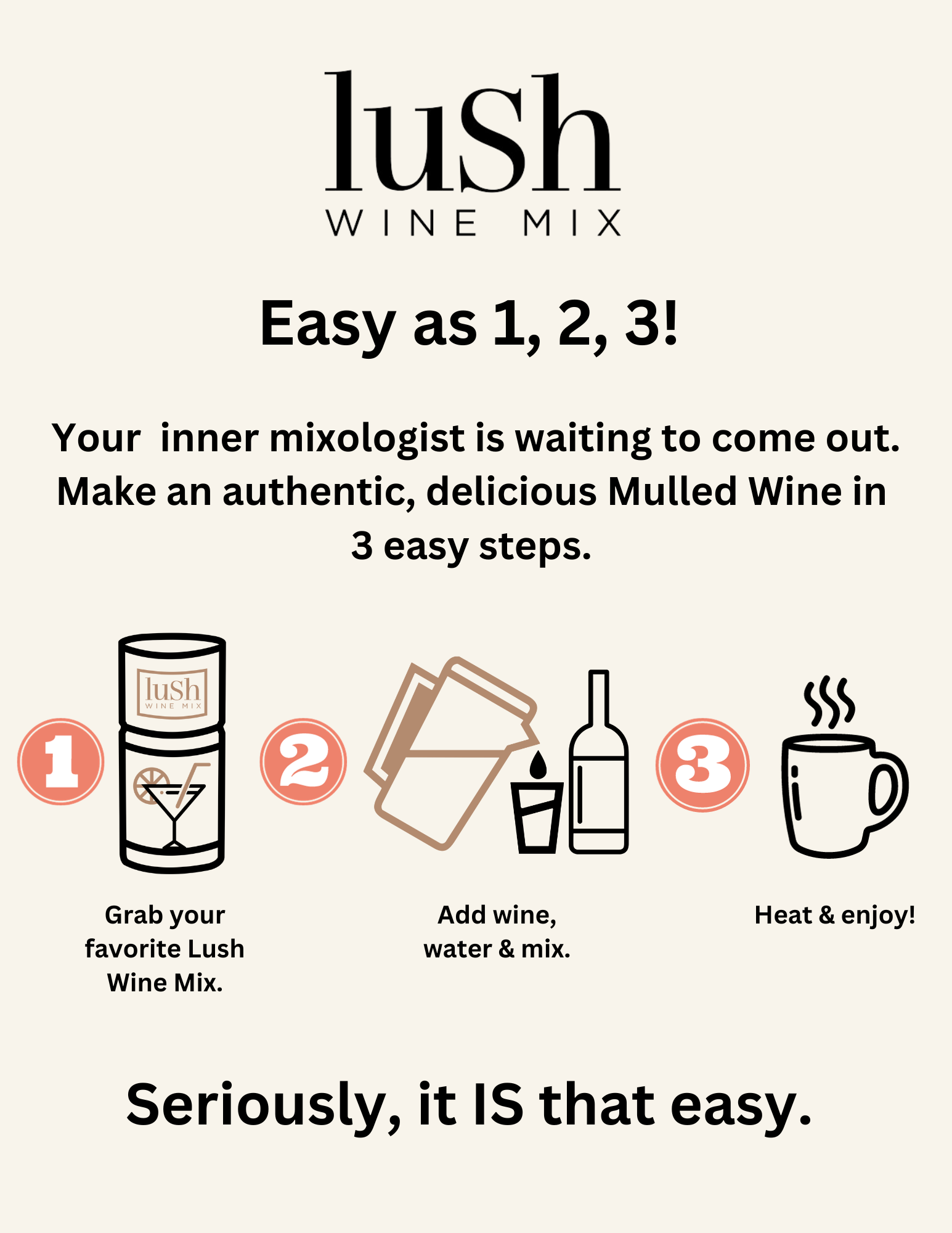 Lush Wine Mix - Wholesale Cocktail Mix/Syrup - Holiday Spiced Wine Singles- Each = 8+ Cocktails Mocktails4