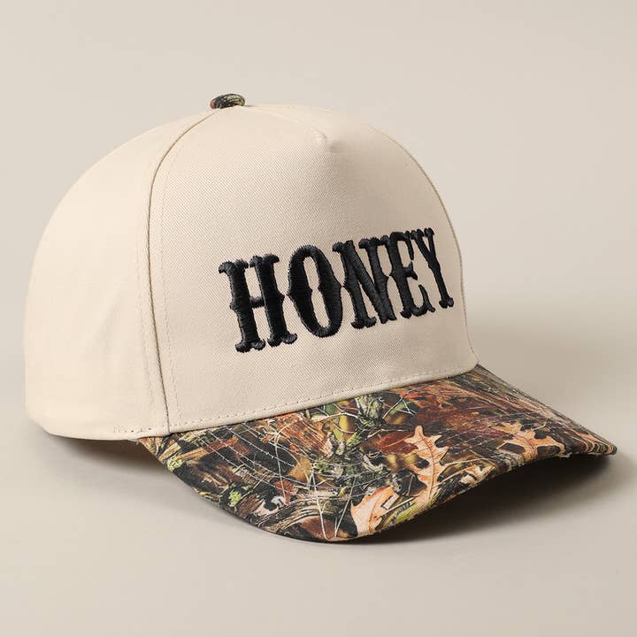 Fashion City - Wholesale Trucker Hat - Unisex - HONEY Lettering Embroidery Camo Two-Tone Cap14