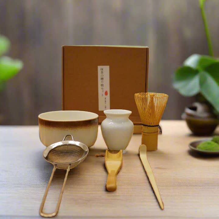 6-delige Japanse Matcha Ceremonie Set (WIT) voor wholesale door Terralux LLC