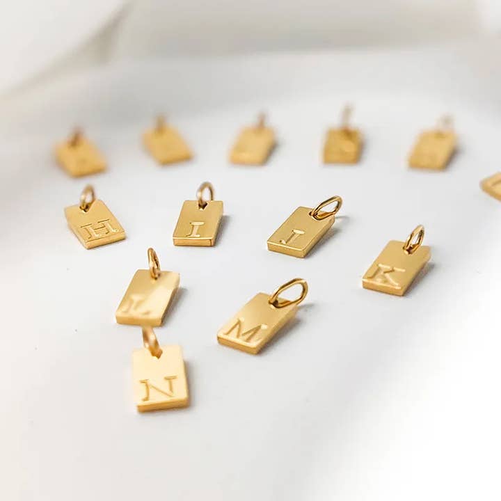 Sweet Cherry Sky - Wholesale Individual Charm/Pendant - Gold Plated Stainless Steel Initial Letter Pendant Charm Tag