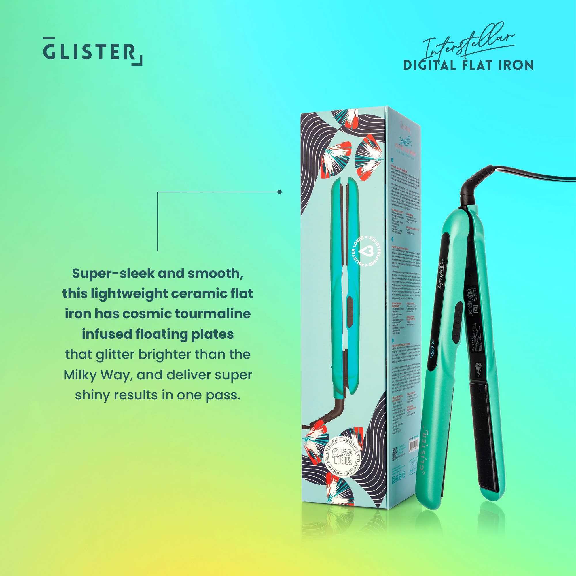 Glister - Wholesale Straightener/Flat Iron - Glister 1.25" Digital Tourmaline Flat Iron Purple w/ Display6