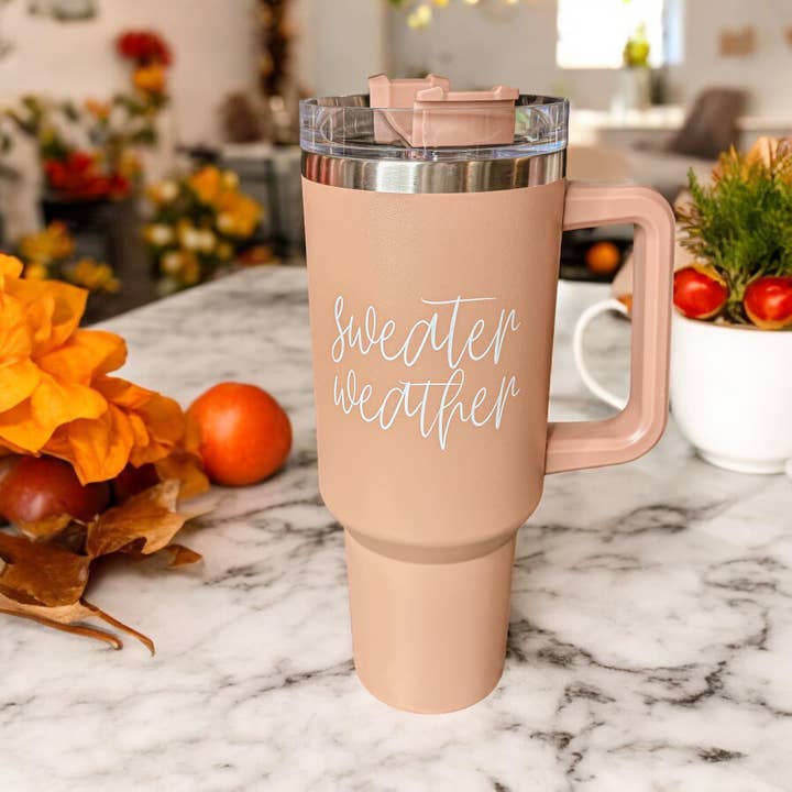 Gia Roma - Wholesale Insulated Mug/Tumbler - Fall 40oz Tumblers with Lid & Straw, Autumn Drinkware Mugs27