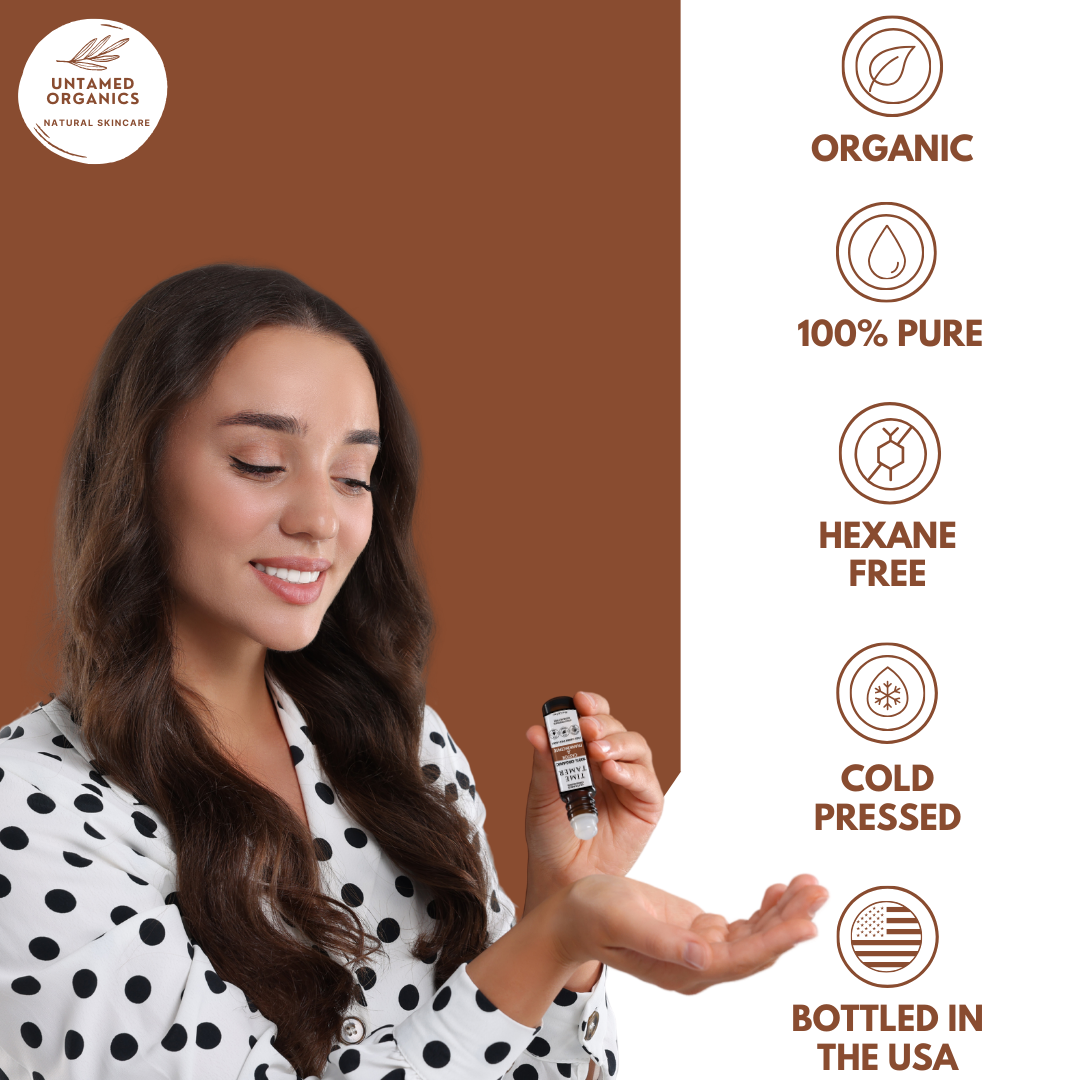 Untamed Organics - Wholesale Facial Oil - Organic Castor & Frankincense Oil Roller 10 mL Glass Bottle4