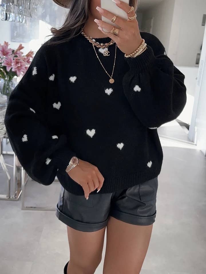 Strickpullover mit Herzmuster - 82025 für den Großhandel von ESTEE BROWN