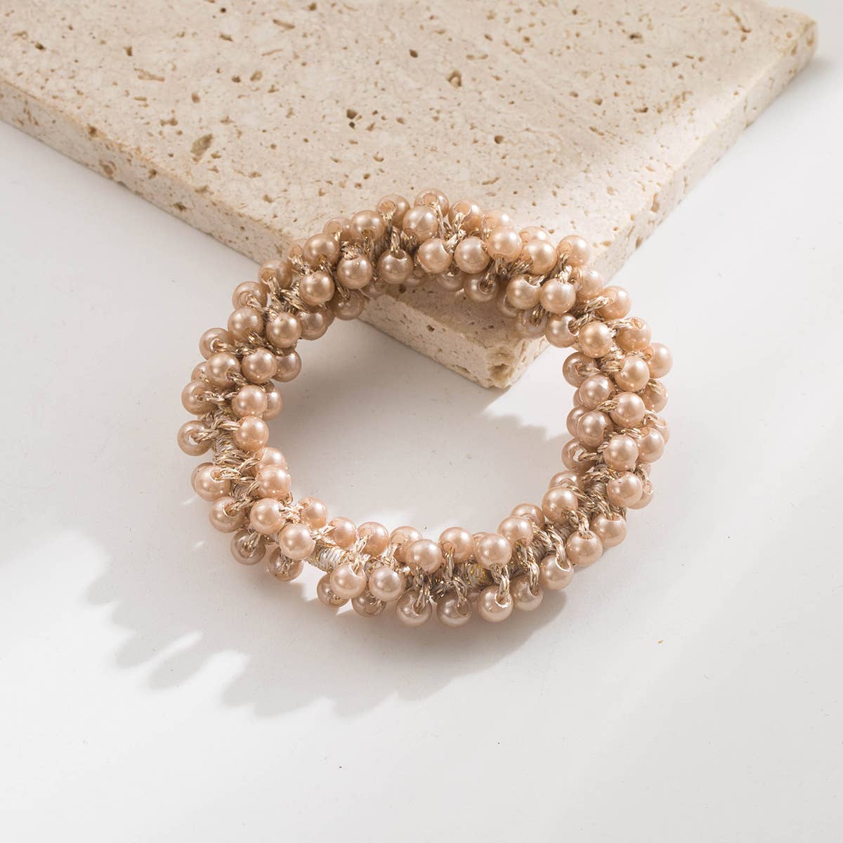 ACCITY - Wholesale Hair Tie - Gold Thread Pearl Elastic Hair Tie for Women_CWAJE059101