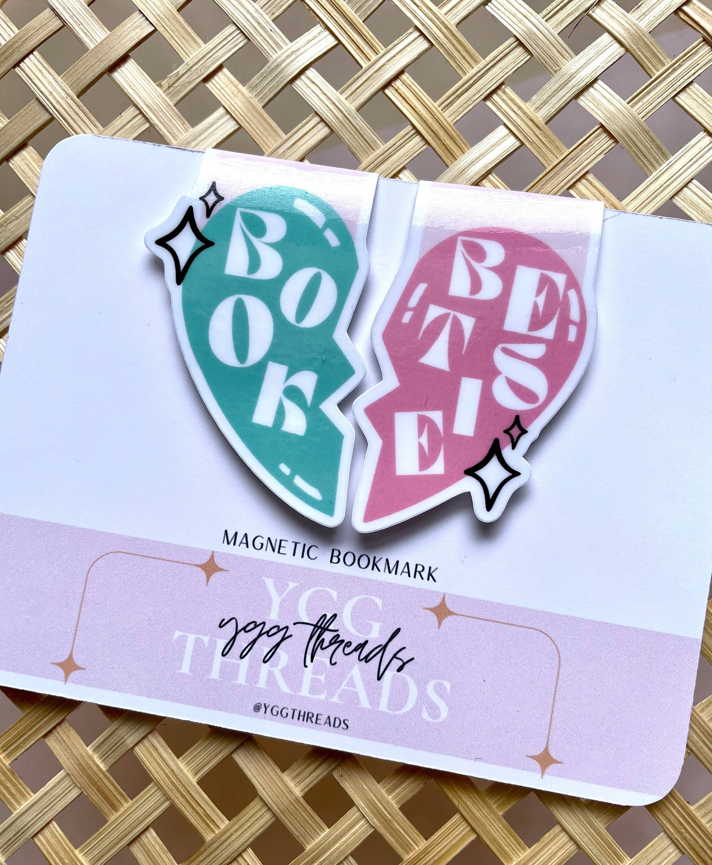 YGG Threads - Wholesale Bookmark - Book Bestie Friendship Heart Necklace Style BFF | Magnetic4