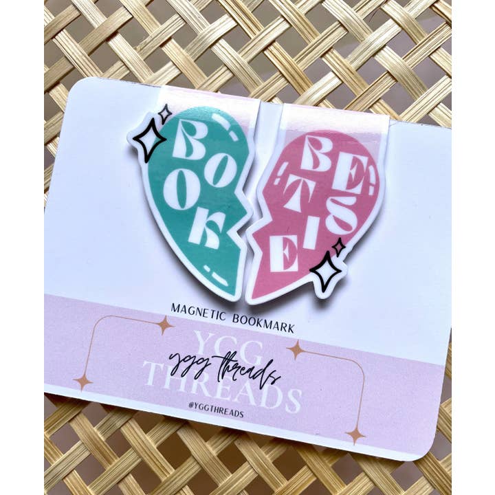YGG Threads - Wholesale Bookmark - Book Bestie Friendship Heart Necklace Style BFF | Magnetic4