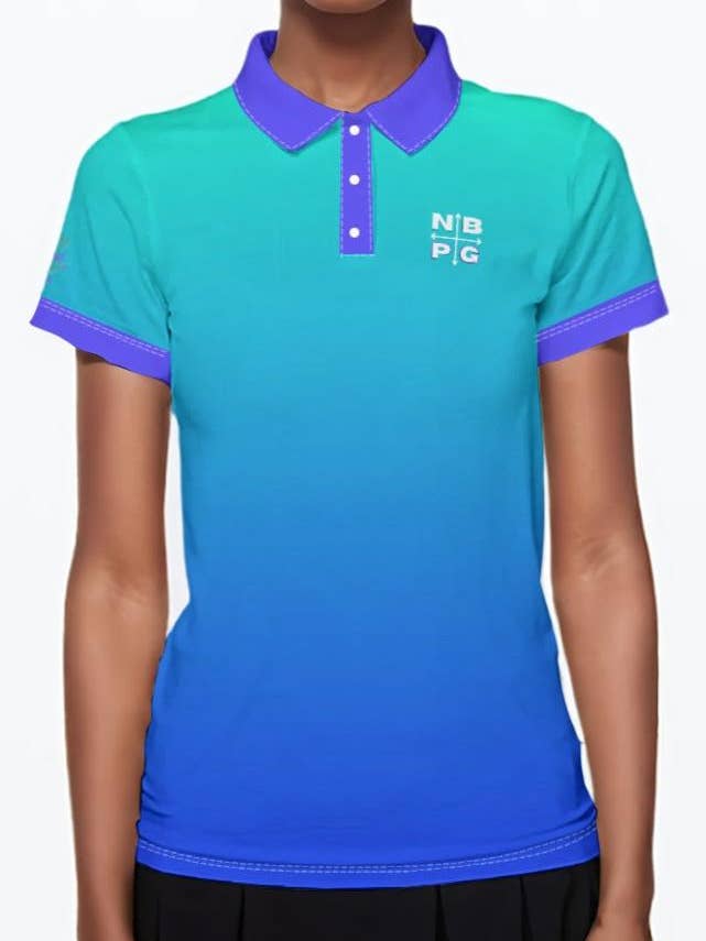 Blew Dames Golfpolo voor wholesale door Not Bad Pretty Good
